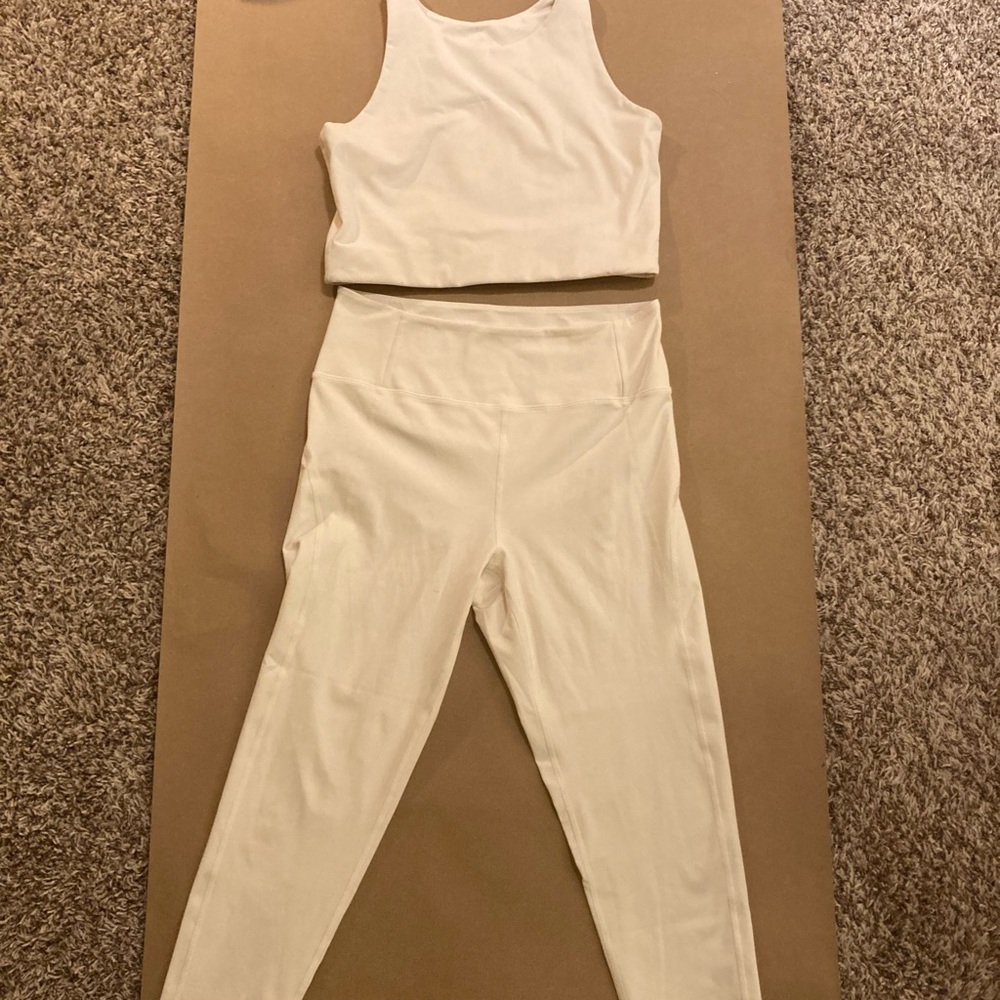 Dylan tank bra&compressive high rise legging set in ivory girlfriend collective